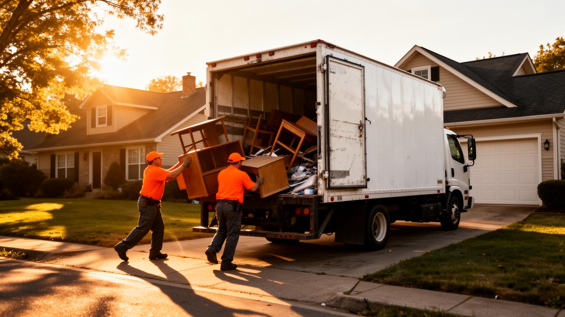 Mendesco junk removal team loading furniture into truck